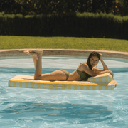 Yellow Cabana Striped Flat Fabric Lounger Pool Float